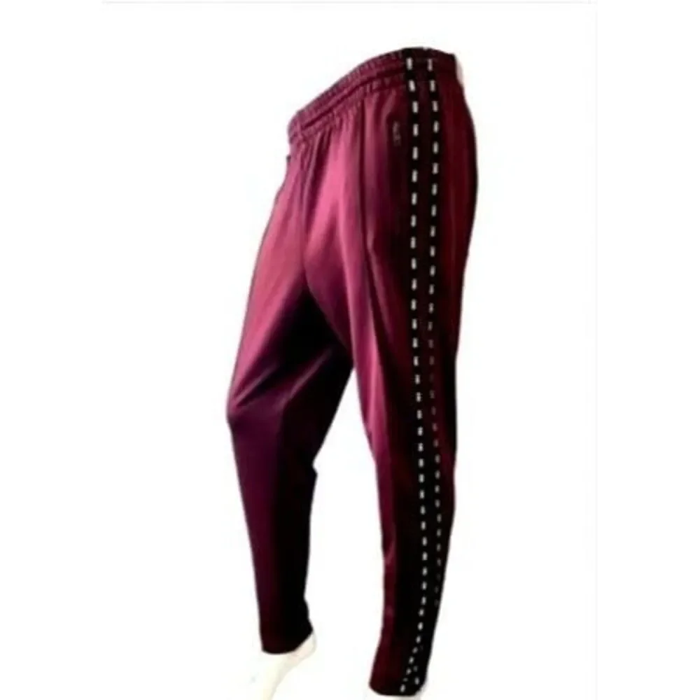 Victoria's Secret Pink Womens Track Pants Logo Stripe Ankle Zipper M Maroon